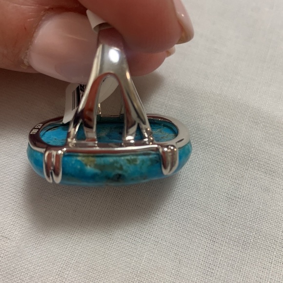 NWT JTV SW STYLE 30x22MM RECTANGULAR CUSHION TURQUOISE STERLING SILVER RING - Picture 5 of 8